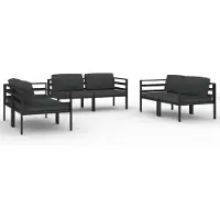vidaXL 6-delige loungeset voor de tuin met kussens, aluminium, antraciet