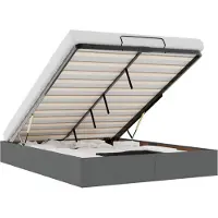 vidaXL Bedframe zonder matras 140x200 cm stof donkergrijs