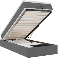 vidaXL Ottoman bed met matras 90x190cm stof donkergrijs