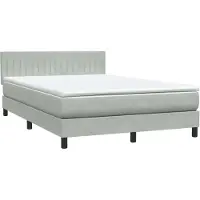 vidaXL Boxspring met matras fluweel lichtgrijs 160x220 cm