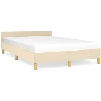 vidaXL Bedframe zonder matras 120x190 cm stof crèmekleurig