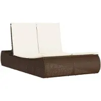 vidaXL Ligbed 2-persoons met kussens poly rattan bruin