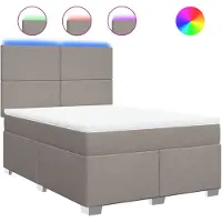vidaXL Boxspring met matras stof taupe 140x190 cm