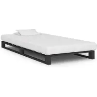 vidaXL Bedframe pallet massief grenenhout grijs 100x200 cm