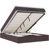 vidaXL Ottoman bed met matras 140x200cm stof donkerbruin