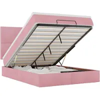 vidaXL Ottoman bed met matrassen en LED's 140x190cm fluweel roze