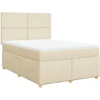 vidaXL Boxspring met matras stof crèmekleurig 160x200 cm