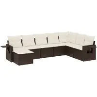 vidaXL 8-delige Loungeset met kussens poly rattan bruin
