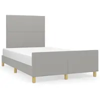 DKD Home Decor Bedframe met hoofdeinde, lichtgrijs, 120x190 cm, gestoffeerd