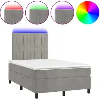vidaXL Boxspring met matras en LED fluweel lichtgrijs 120x190 cm