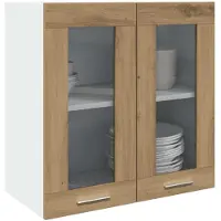 vidaXL Keukenbovenkast Lyon met glazen deur 60x31x60 cm artisanaal eiken