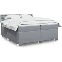 vidaXL Boxspring met matras stof lichtgrijs 200x200 cm