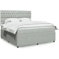 vidaXL Boxspring met matras fluweel lichtgrijs 180x200 cm