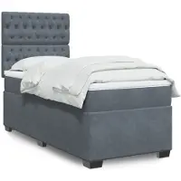 vidaXL Boxspring met matras fluweel donkergrijs 100x200 cm