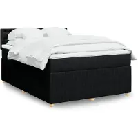 vidaXL Boxspring met matras stof zwart 140x190 cm