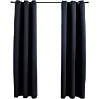 vidaXL Verduisteringsgordijnen met ringen 2 stuks zwart 97x213 cm stof