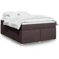 vidaXL Boxspring met matras stof donkerbruin 160x200 cm