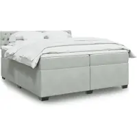 vidaXL Boxspring met matras fluweel lichtgrijs 200x200 cm