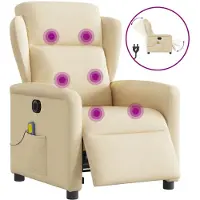 vidaXL Massagestoel elektrisch verstelbaar stof crèmekleurig