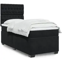 vidaXL Boxspring met matras fluweel zwart 80x200 cm