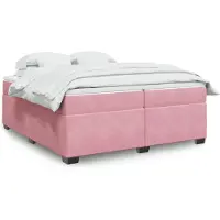 vidaXL Boxspring met matras fluweel roze 200x200 cm