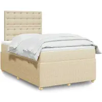 vidaXL Boxspring met matras stof crèmekleurig 120x190 cm