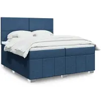 vidaXL Boxspring met matras stof blauw 200x200 cm