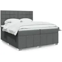 vidaXL Boxspring met matras stof donkergrijs 200x200 cm