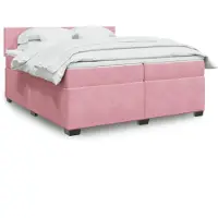 vidaXL Boxspring met matras fluweel roze 200x200 cm