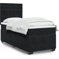 vidaXL Boxspring met matras fluweel zwart 100x200 cm