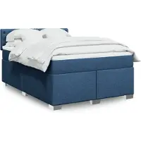 vidaXL Boxspring met matras stof blauw 140x200 cm