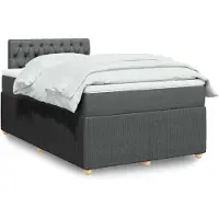 vidaXL Boxspring met matras stof donkergrijs 120x200 cm