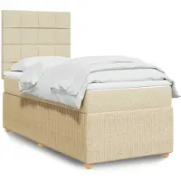 vidaXL Boxspring met matras stof crèmekleurig 80x200 cm