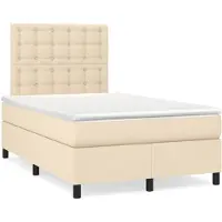 vidaXL Boxspring met matras stof crèmekleurig 120x190 cm