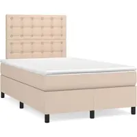 vidaXL Boxspring met matras kunstleer cappuccinokleurig 120x190 cm