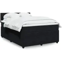 vidaXL Boxspring met matras fluweel zwart 140x200 cm