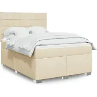 vidaXL Boxspring met matras stof crèmekleurig 140x190 cm