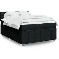 vidaXL Boxspring met matras stof zwart 140x190 cm