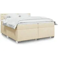 vidaXL Boxspring met matras stof crèmekleurig 200x200 cm