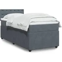 vidaXL Boxspring met matras fluweel donkergrijs 90x200 cm