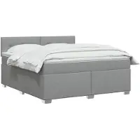 vidaXL Boxspringbed met matras en LED-verlichting, lichtgrijs, 160 x 200 cm, stof