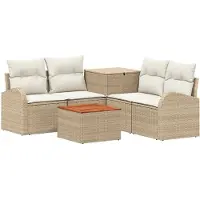 vidaXL Bankstel 6 st Beige en Crème Wit 55 x 55 x 37 cm