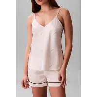 Calvin Klein Satin Cami W Piping Top Dotted Logo Pinstripe Ivory Maat: M | Onderhemden Outlet | Dames | Grijs