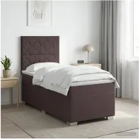 vidaXL Boxspringbed met matras Donkerbruin 90 x 200 cm Stof