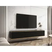 AX Living TV-meubel Orkis, MDF, 175 cm, modern design, zwart