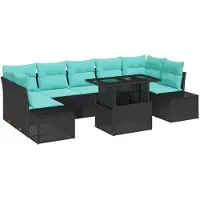 vidaXL Tuinbank Set 8 st 7-Aantal zitplaatsen Zwart en Turkoois