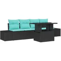 vidaXL Tuinbank Set 5 st 4-Aantal zitplaatsen Zwart en Turkoois