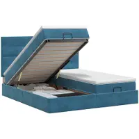 vidaXL Ottoman bed met matras met hoofdeinde 2 st Donkerblauw Fluweel