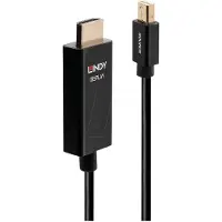 Lindy 40921 DisplayPort-kabel HDMI Aansluitkabel Mini DisplayPort-stekker, HDMI-A-stekker 1.00 m Zwart