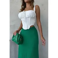 MyFashion Hoge Taille Geribbelde Gebreide Maxi Rok